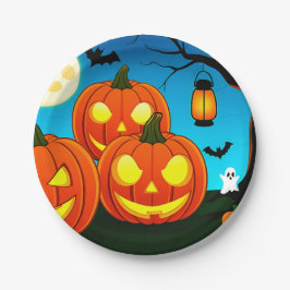 Halloween Ghost, Pumpkins, Fledermäuse Pappteller