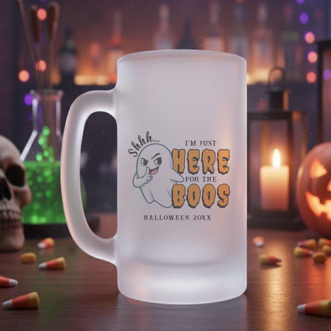 Halloween Ghost Pun Just Here for Boos Mattglas Bierglas (Halloween Funny Ghost Pun Just Here for the Boos Frosted Glass Beer Mug
)
