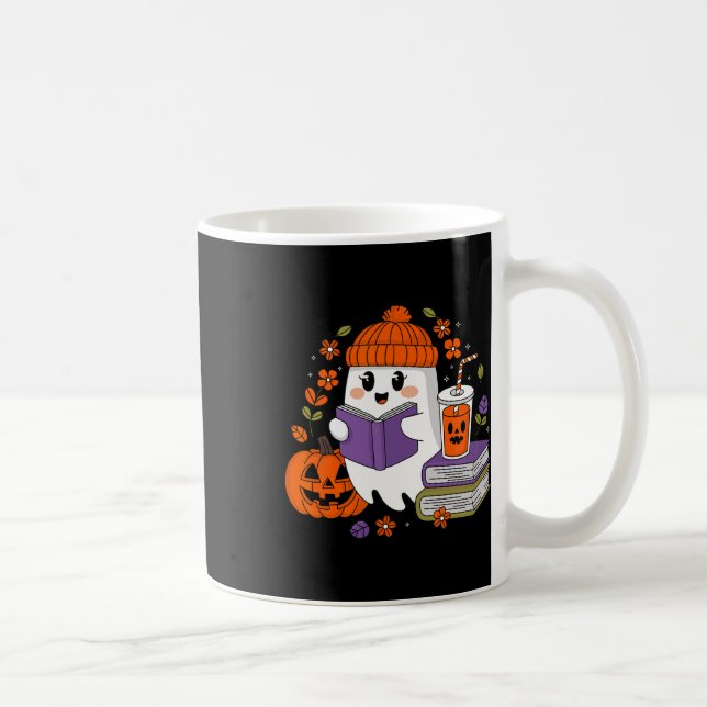 Halloween Ghost Reading Book Lovers Ghost Coffee W Kaffeetasse (Rechts)