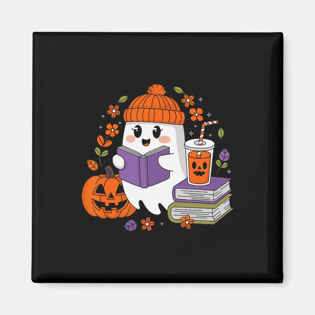 Halloween Ghost Reading Book Lovers Ghost Coffee W Magnet (Vorne)