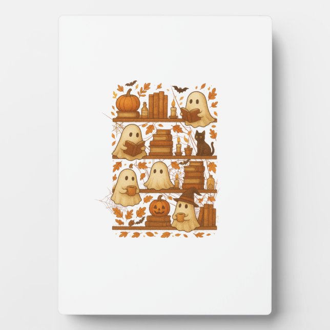 Halloween Ghost Reading Books Lover Fotoplatte (Vorderseite)