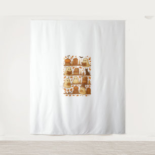 Halloween Ghost Reading Books Lover Wandteppich