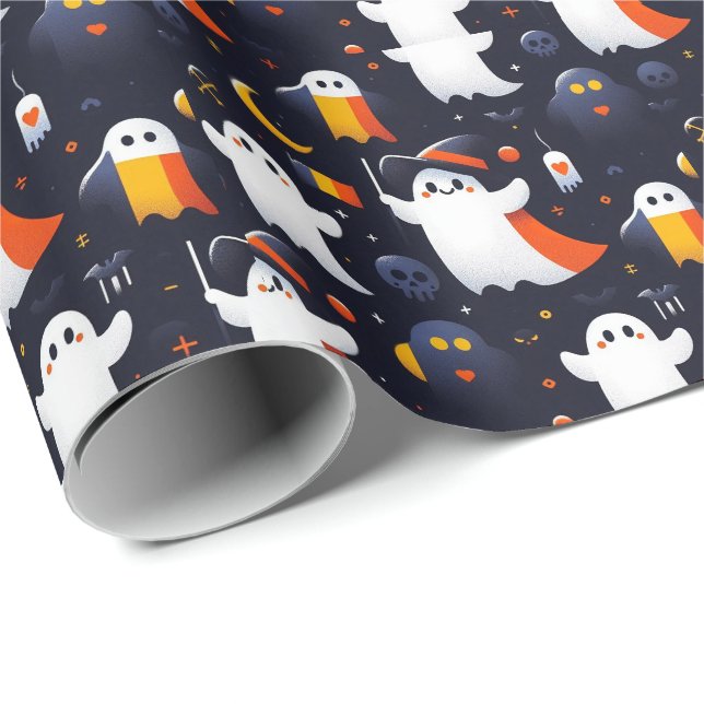 Halloween Ghost Rumänische Flaggenfarben Geschenkpapier (Rolleneckpunkt)