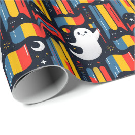 Halloween Ghost Rumänische Flaggenfarben Geschenkpapier