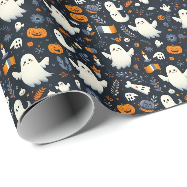 Halloween Ghost Rumänische Flaggenfarben Geschenkpapier (Rolleneckpunkt)