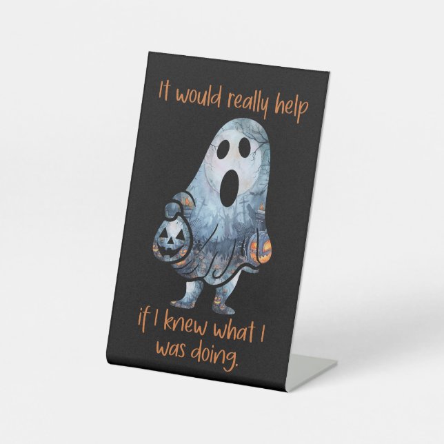 Halloween Ghost Sarcastic Humorisch Sockelschild (Vorderseite)