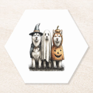 Halloween Ghost Siberian Husky Dog Untersetzer