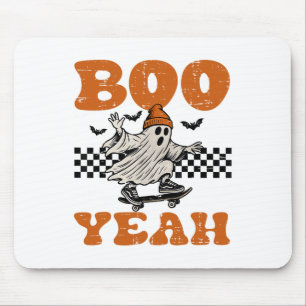 Halloween Ghost Skateboard Boo Yeah Costume Boys K Mousepad