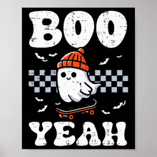 Halloween Ghost Skateboard Boo Yeah Costume Boys K Poster