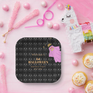 Halloween Ghost Spider Black Baby Dusche Party Pappteller