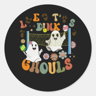 Halloween Ghost Spiel Pickleball Kostüm Let's D Runder Aufkleber