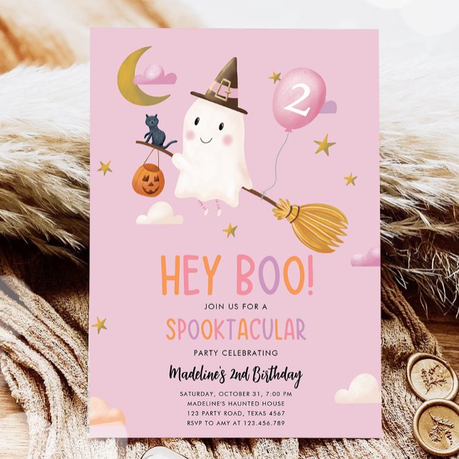 Halloween Ghost Spooktacular Hey Boo Girl Birthday Einladung (Von Creator hochgeladen)