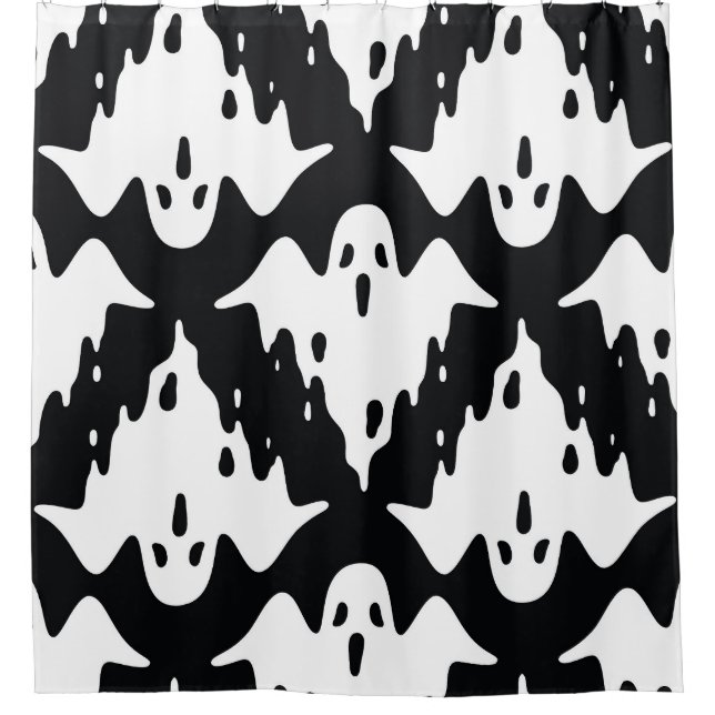 Halloween Ghost Spooky Nahtloses Muster Duschvorhang (Vorderseite)