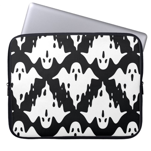 Halloween Ghost Spooky Nahtloses Muster Laptopschutzhülle (Vorderseite)
