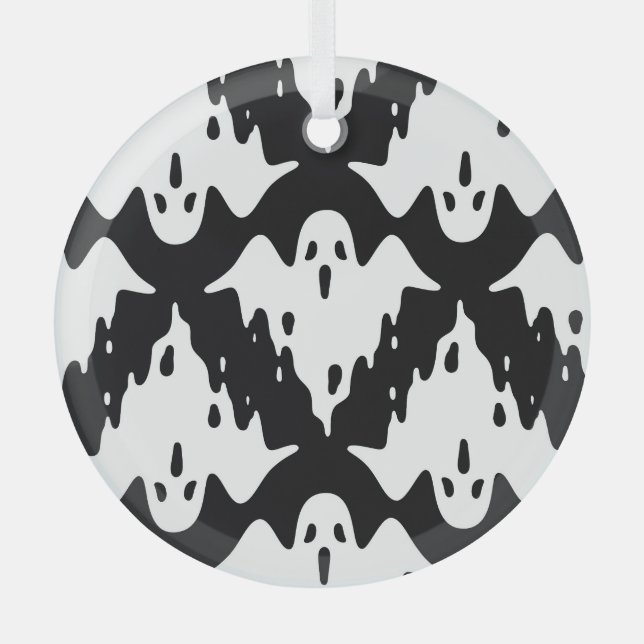 Halloween Ghost Spooky Nahtloses Muster Ornament Aus Glas (Vorderseite)