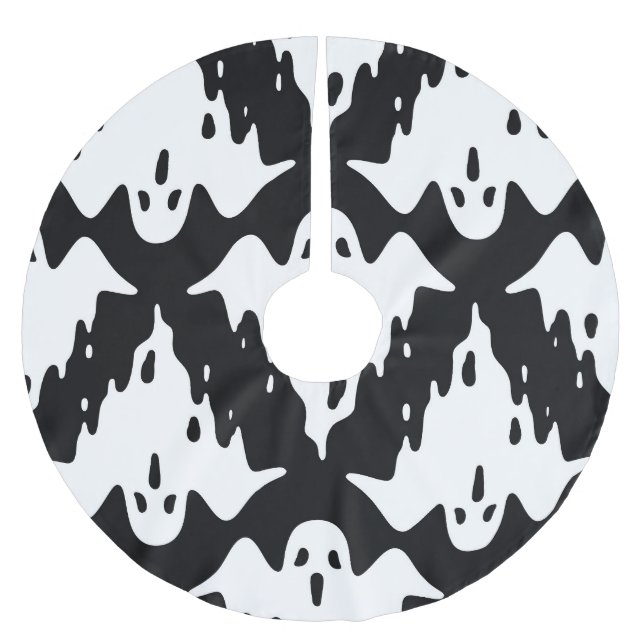Halloween Ghost Spooky Nahtloses Muster Polyester Weihnachtsbaumdecke (Vorderseite)