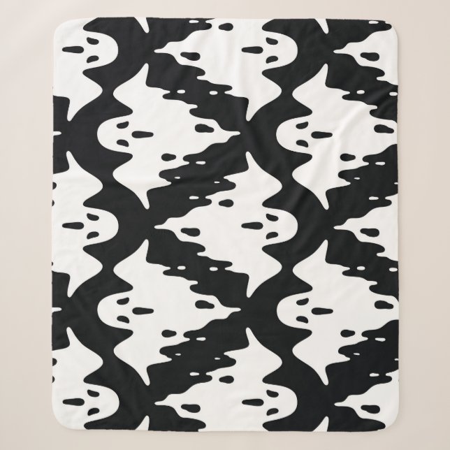 Halloween Ghost Spooky Nahtloses Muster Sherpadecke (Vorderseite)