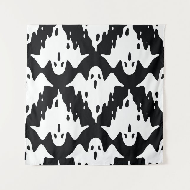 Halloween Ghost Spooky Nahtloses Muster Wandteppich (Vorderseite)