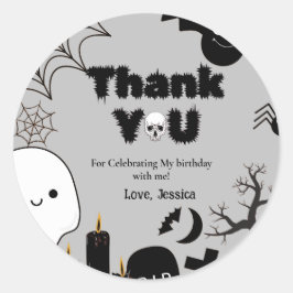 Halloween Ghost SpookyDanke für die Geburtstagspar Runder Aufkleber