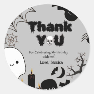 Halloween Ghost SpookyDanke für die Geburtstagspar Runder Aufkleber