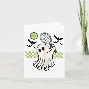 Halloween Ghost Tennis Player Retro Spooky Saison Karte