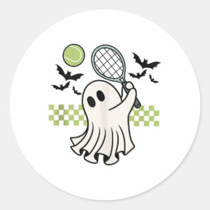 Halloween Ghost Tennis Player Retro Spooky Saison Runder Aufkleber