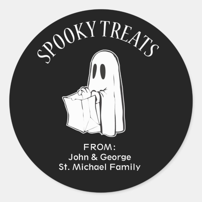 Halloween Ghost Trick oder Treat Labels Runder Aufkleber (Vorderseite)