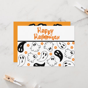 Halloween Ghost Typografie Zitat Flat Gruß Karte