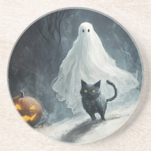 Halloween Ghost und Black Cat Getränkeuntersetzer