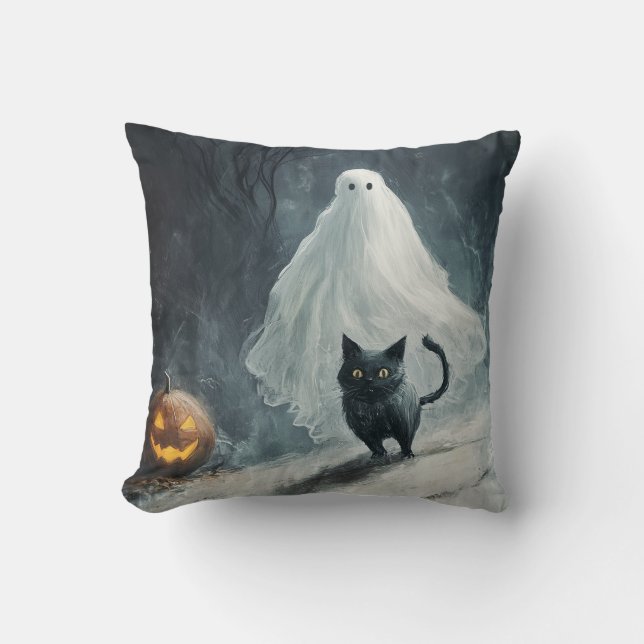 Halloween Ghost und Black Cat Kissen (Vorderseite)