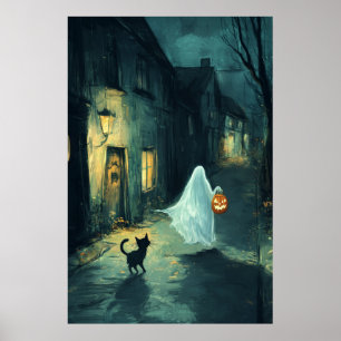 Halloween Ghost und Cat Trick oder Treat Poster
