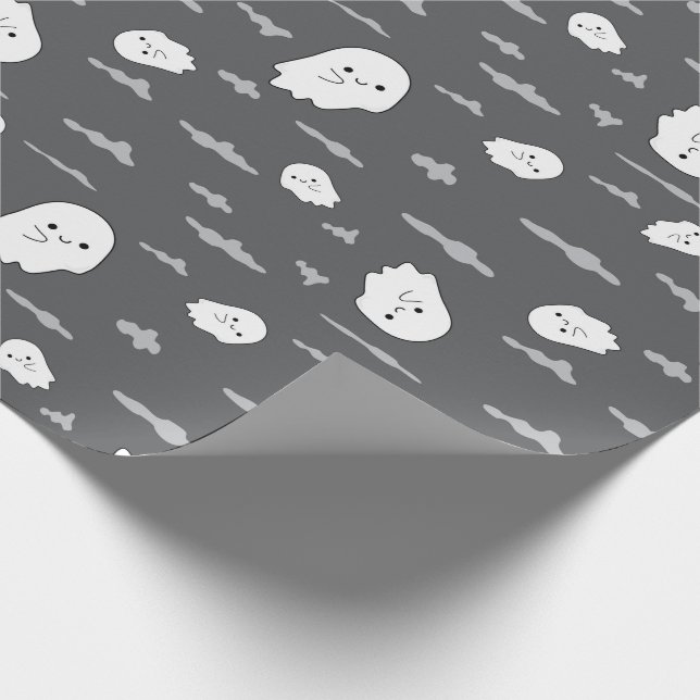 Halloween Ghost und Cloud Dark Gray Wrapping Paper Geschenkpapier (Ecke)