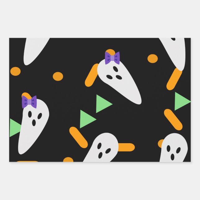 Halloween Ghost und Confetti Geschenkpapier Set (Vorderseite)