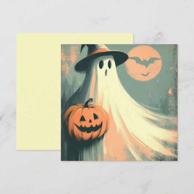 Halloween Ghost und Jack-o'lantern Spooky Karte (Vorne/Hinten)