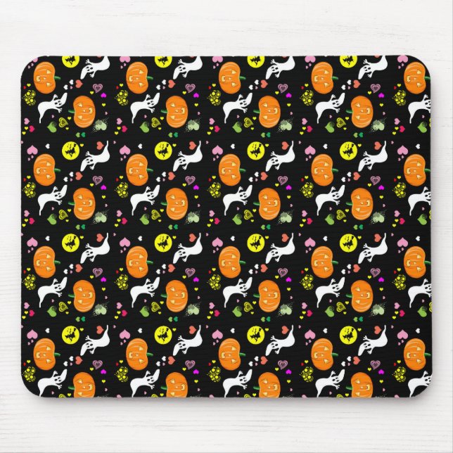 Halloween Ghost und Pumpkins Mousepad (Vorne)