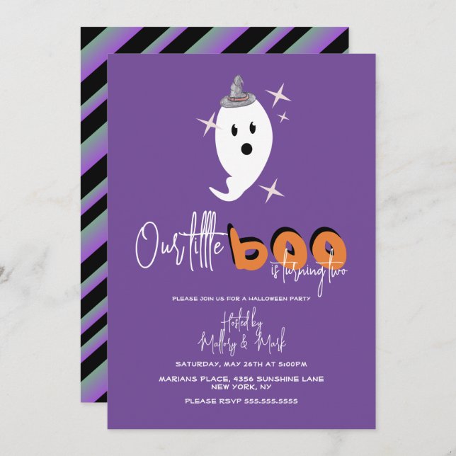 Halloween Ghost unsere kleine Boo-Einladung Einladung (Vorne/Hinten)