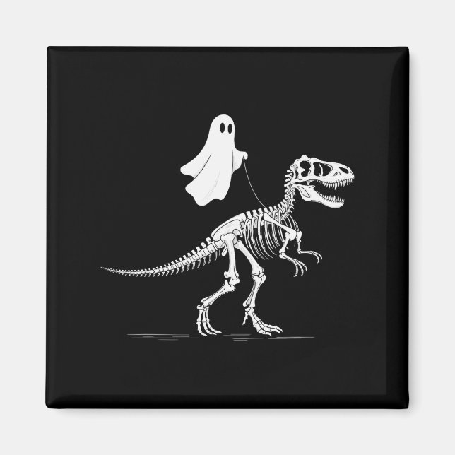 Halloween Ghost Walking Dinosaur Skeleton T Rex Fu Magnet (Vorne)