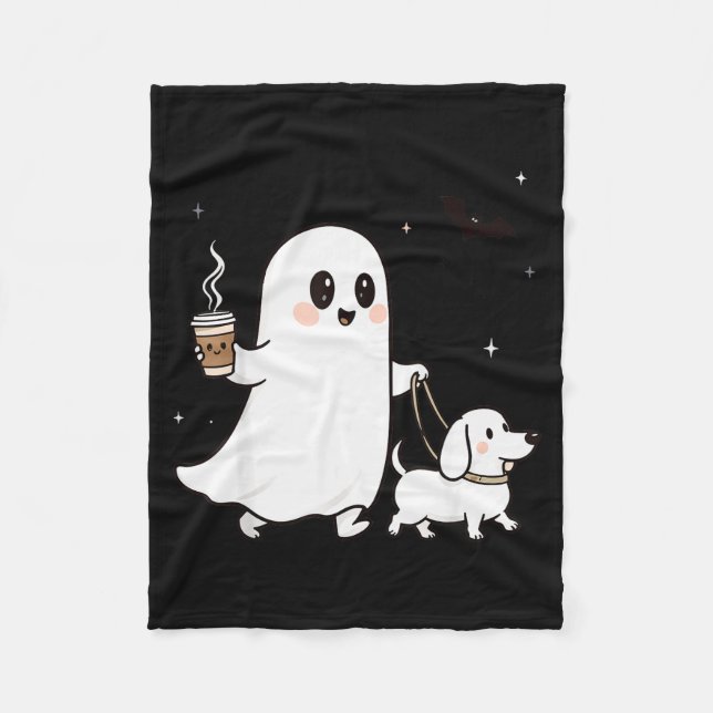 Halloween Ghost Walking Dog Soky Season Halloween  Fleecedecke (Vorderseite)
