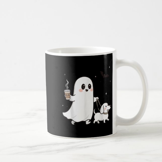 Halloween Ghost Walking Dog Soky Season Halloween  Kaffeetasse (Rechts)