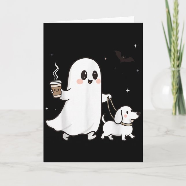 Halloween Ghost Walking Dog Soky Season Halloween  Karte (Vorderseite)