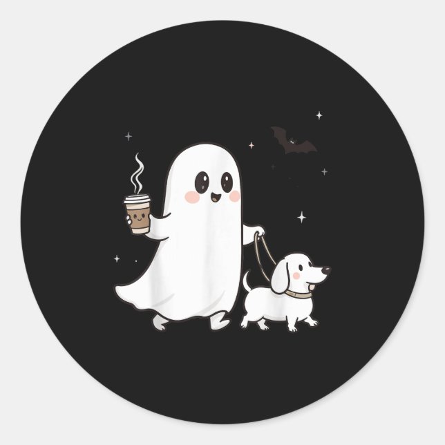 Halloween Ghost Walking Dog Soky Season Halloween  Runder Aufkleber (Vorderseite)