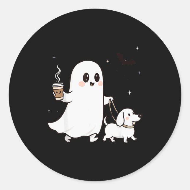 Halloween Ghost Walking Dog Soky Season Halloween  Runder Aufkleber (Vorderseite)
