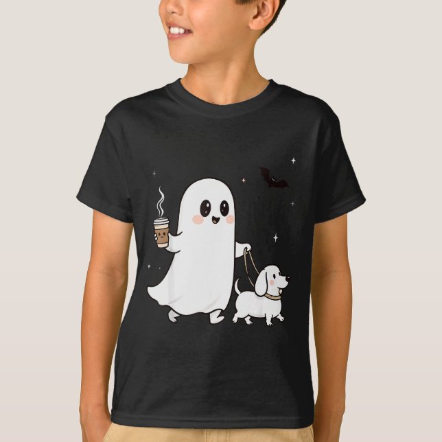 Halloween Ghost Walking Dog Soky Season Halloween  T-Shirt (Vorderseite)