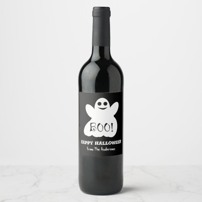Halloween Ghost Wine Flasche Label Set Weinetikett (Vorderseite)
