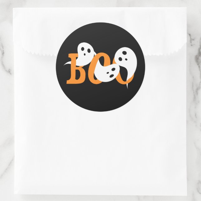 Halloween Ghosts Boo Black Runder Aufkleber (Tasche)