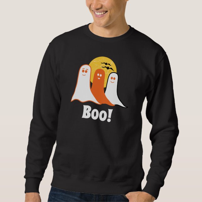 Halloween Ghosts, Boo mit Fledermäusen Sweatshirt (Vorderseite)