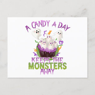 Halloween Ghosts Candy A Day Behalte Monster ab Postkarte