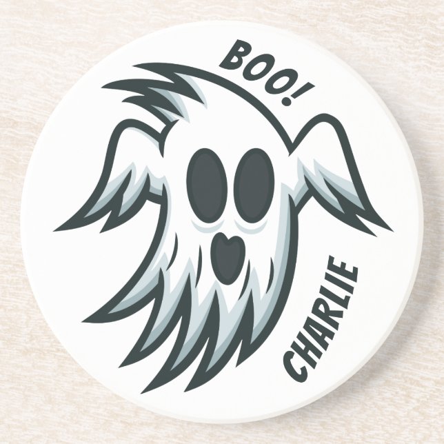 Halloween Ghosts individuelle Name Sandstone Unter Sandstein Untersetzer (Vorne)