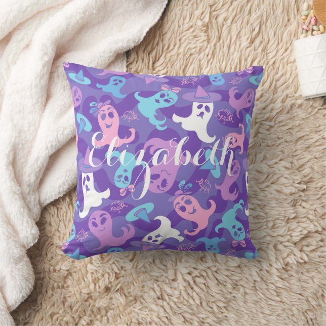 Halloween Ghosts Lila Personalisiertes Kissen (Decke)