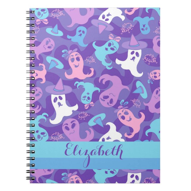 Halloween Ghosts Lila Personalisiertes Notebook Notizblock (Vorderseite)